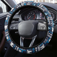 Samoan Warrior Island Heritage Steering Wheel Cover Ocean Island Geometry Blue Style LT9 - Polynesian Pride