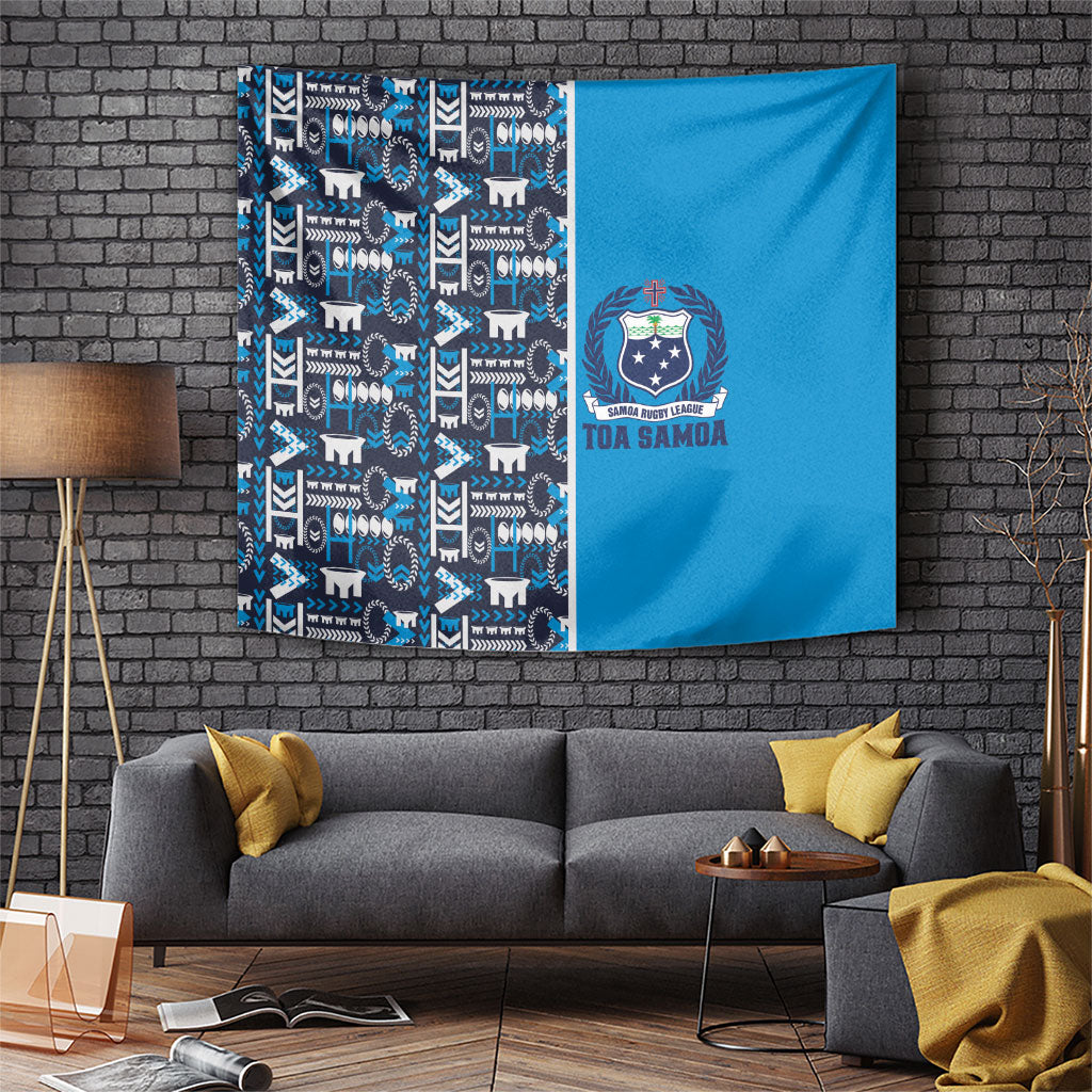 Samoan Warrior Island Heritage Tapestry Ocean Island Geometry Blue Style LT9 Blue - Polynesian Pride