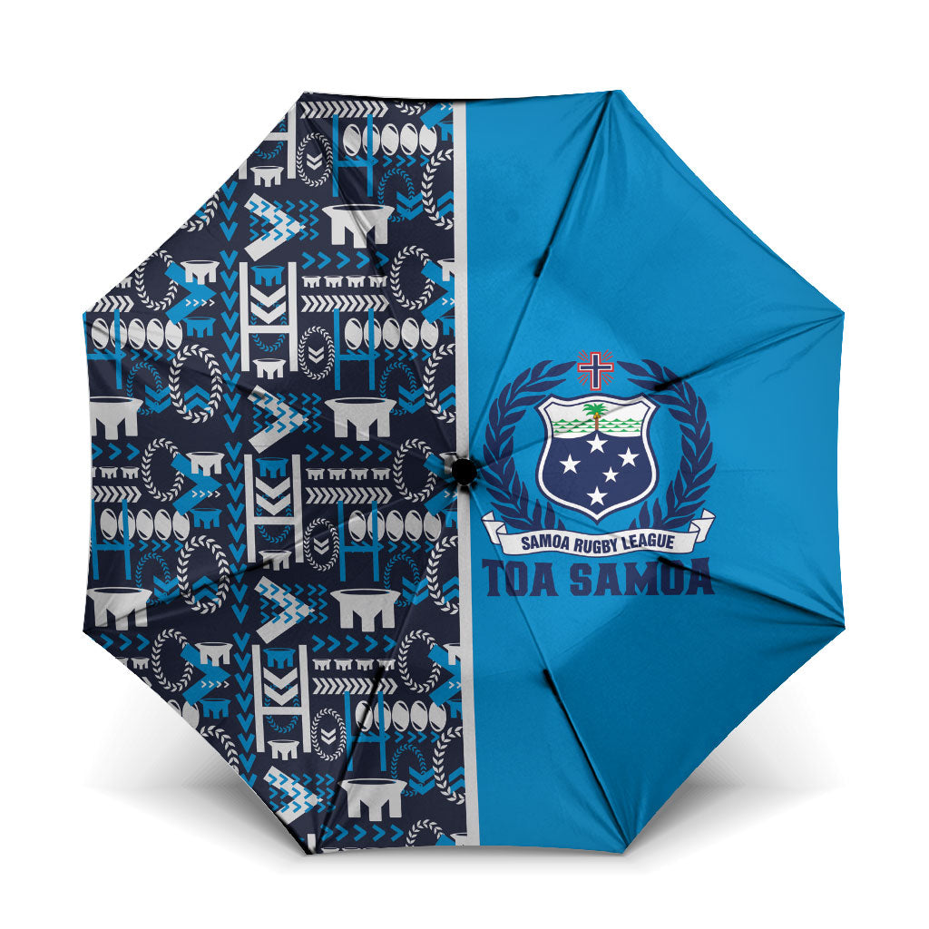 Samoan Warrior Island Heritage Umbrella Ocean Island Geometry Blue Style LT9 One Size Folded 11.42 inch Opened Diameter 37.4 inch Blue - Polynesian Pride