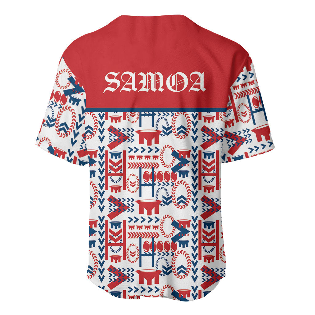 Samoan Warrior Island Heritage Baseball Jersey Ocean Island Geometry Red Style LT9 - Polynesian Pride