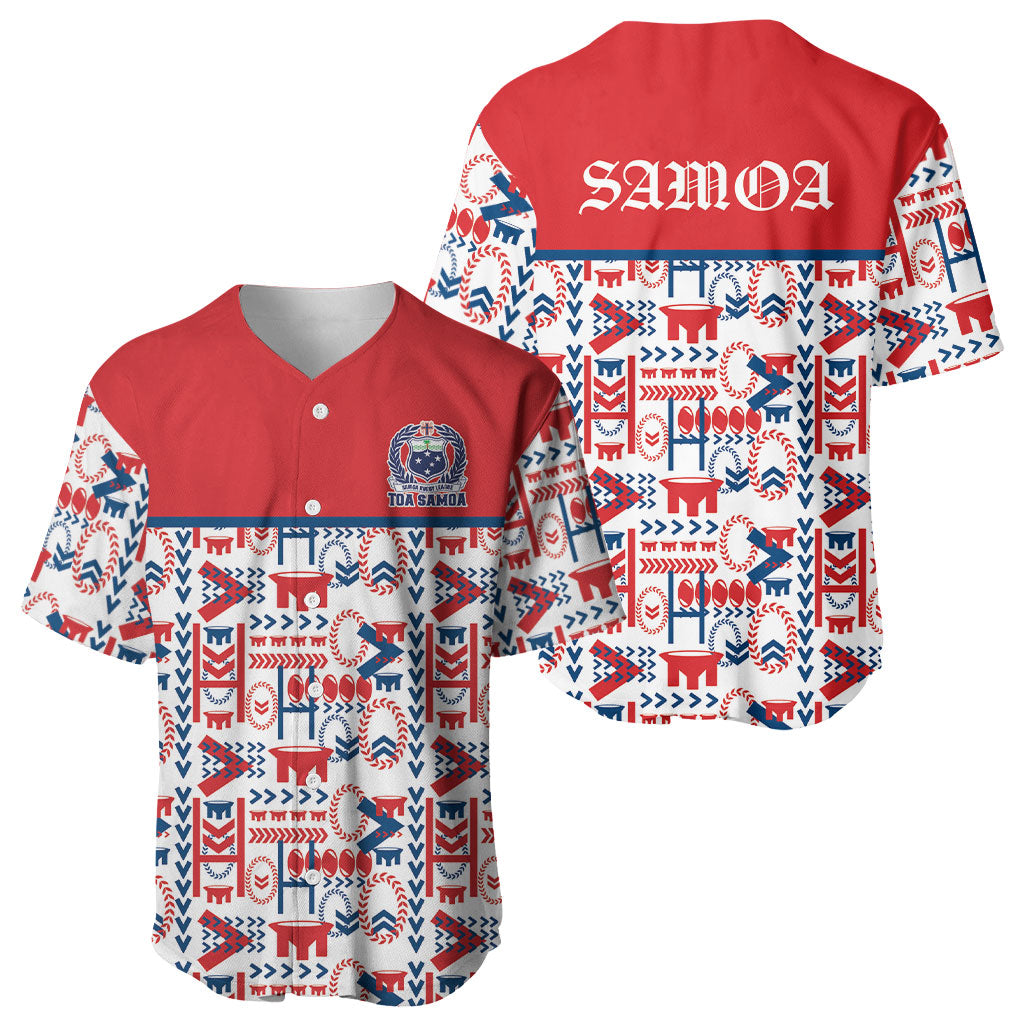 Samoan Warrior Island Heritage Baseball Jersey Ocean Island Geometry Red Style LT9 - Polynesian Pride