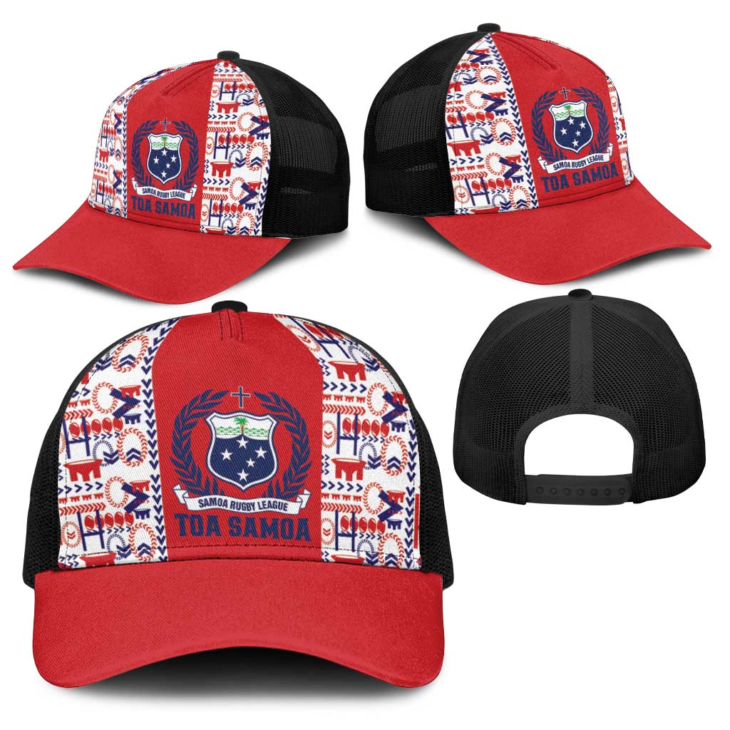 Samoan Warrior Island Heritage Baseball Net Cap Ocean Island Geometry Red Style LT9 - Polynesian Pride