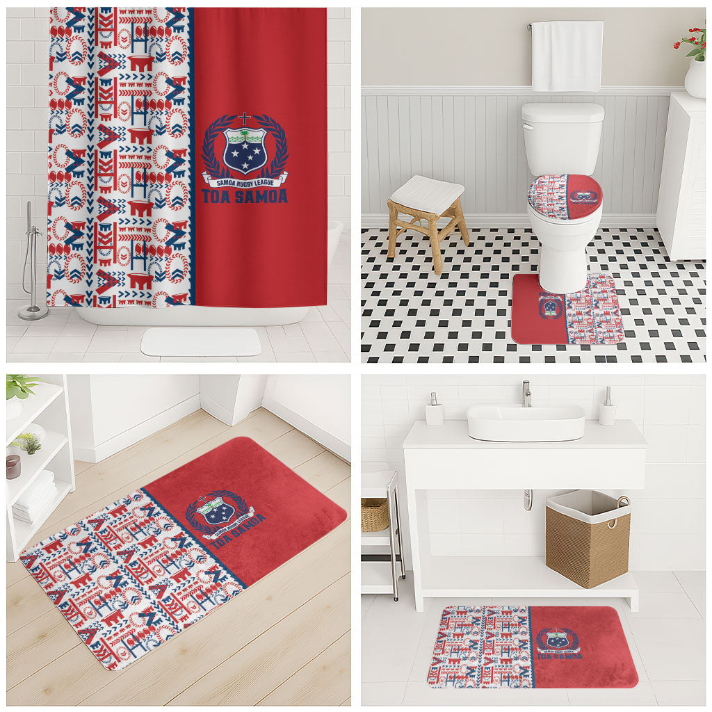 Samoan Warrior Island Heritage Bathroom Set Ocean Island Geometry Red Style LT9 - Polynesian Pride