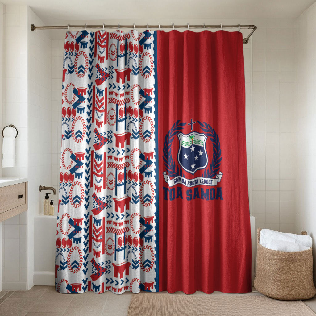 Samoan Warrior Island Heritage Bathroom Set Ocean Island Geometry Red Style LT9 Shower Curtain Only Red - Polynesian Pride