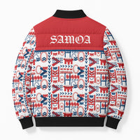 Samoan Warrior Island Heritage Bomber Puffer Jacket Ocean Island Geometry Red Style LT9 - Polynesian Pride