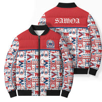 Samoan Warrior Island Heritage Bomber Puffer Jacket Ocean Island Geometry Red Style LT9 - Polynesian Pride