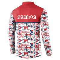 Samoan Warrior Island Heritage Button Sweatshirt Ocean Island Geometry Red Style LT9 - Polynesian Pride