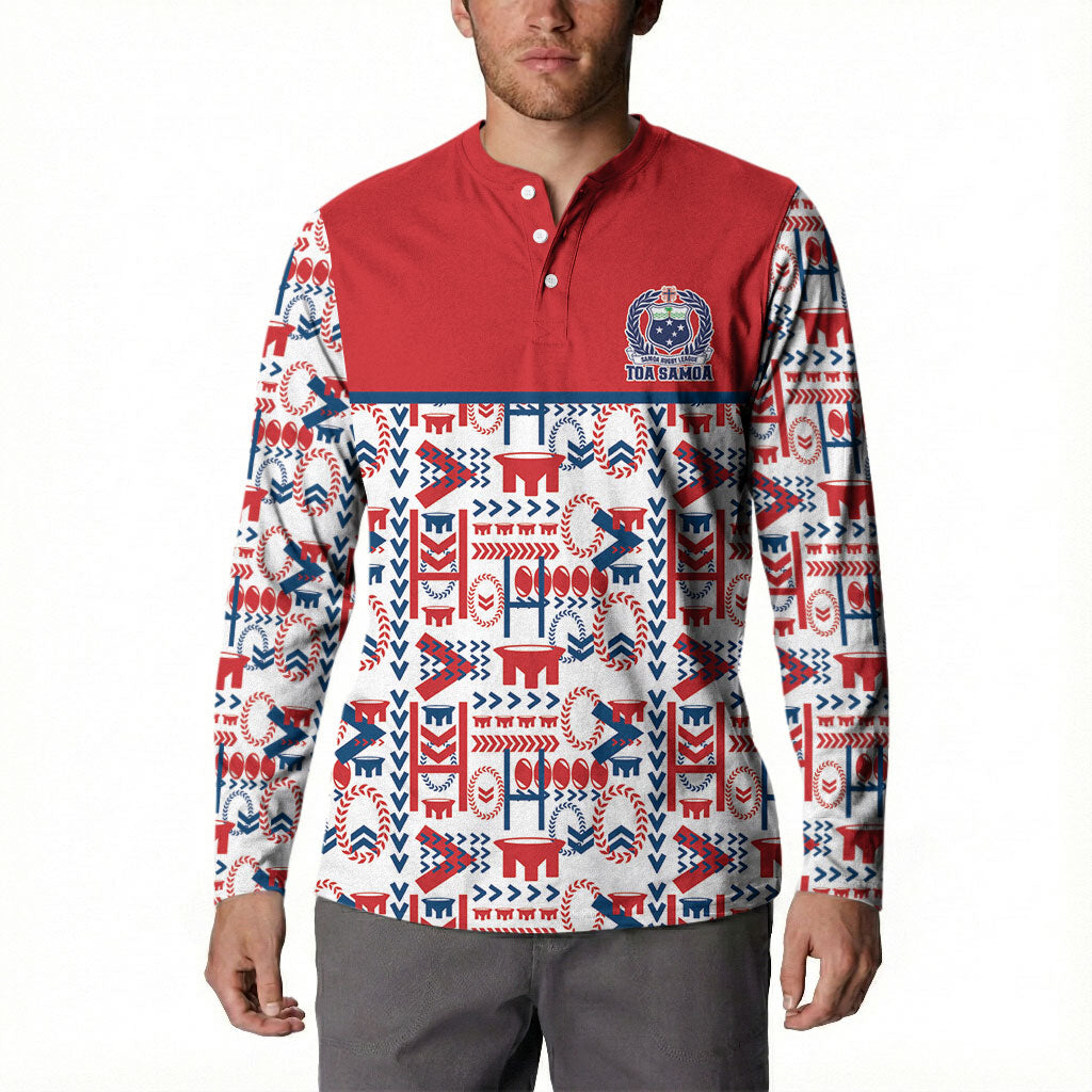 Samoan Warrior Island Heritage Button Sweatshirt Ocean Island Geometry Red Style LT9 - Polynesian Pride