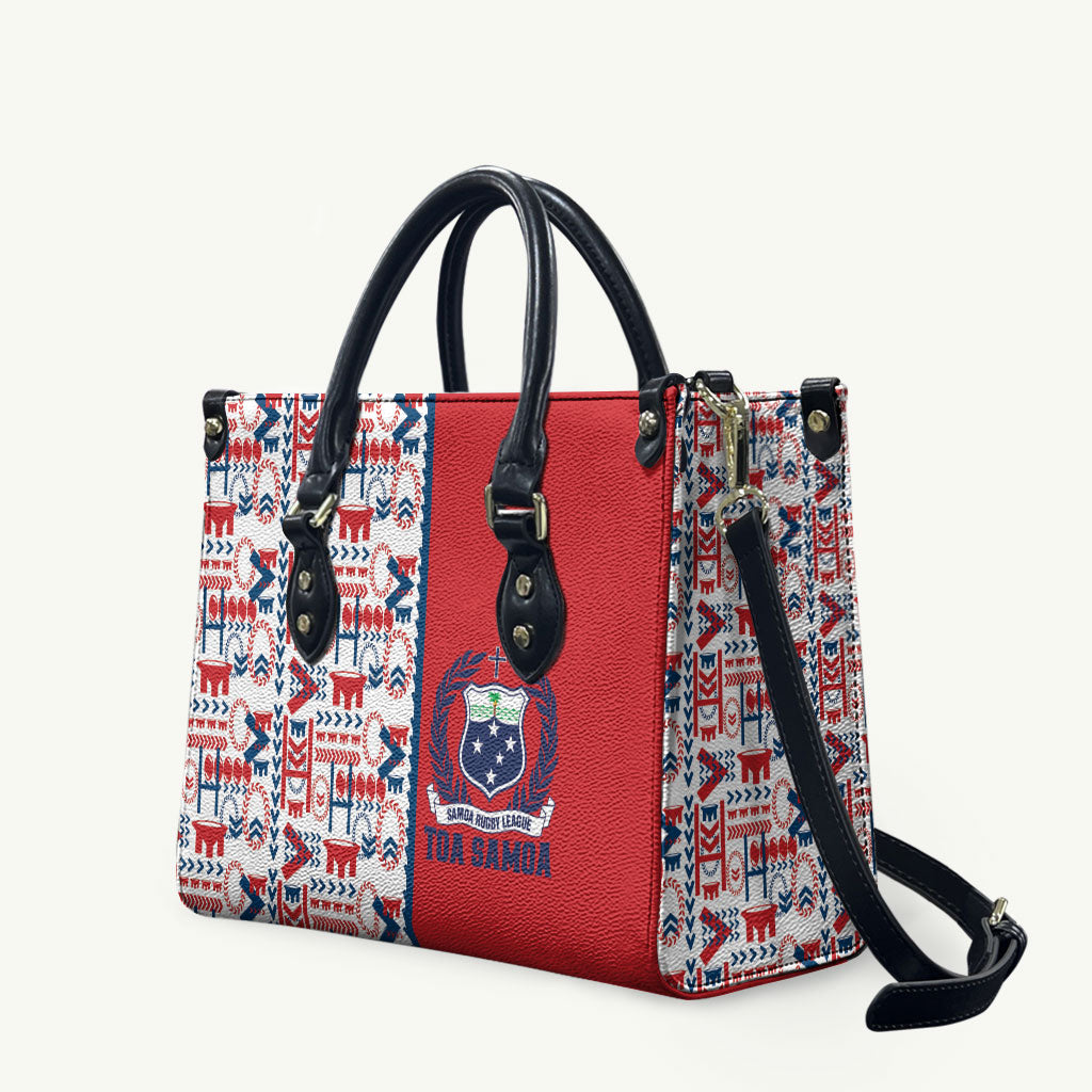 Samoan Warrior Island Heritage Leather Bag Ocean Island Geometry Red Style LT9 Red - Polynesian Pride