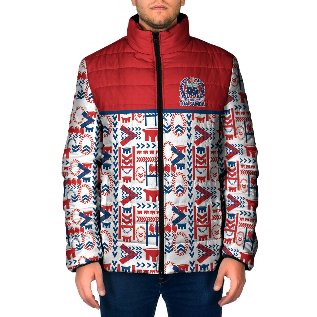 Samoan Warrior Island Heritage Padded Jacket Ocean Island Geometry Red Style LT9 Men Red - Polynesian Pride