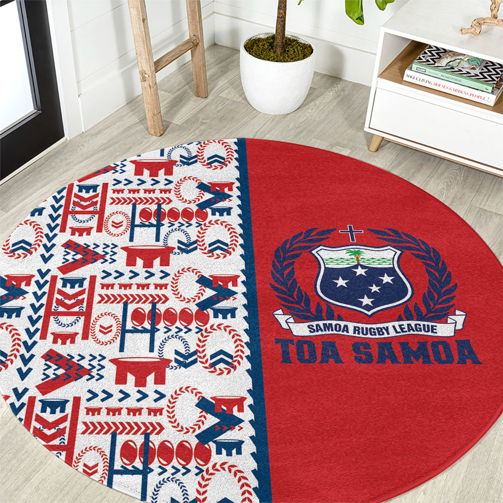 Samoan Warrior Island Heritage Round Carpet Ocean Island Geometry Red Style LT9 Red - Polynesian Pride