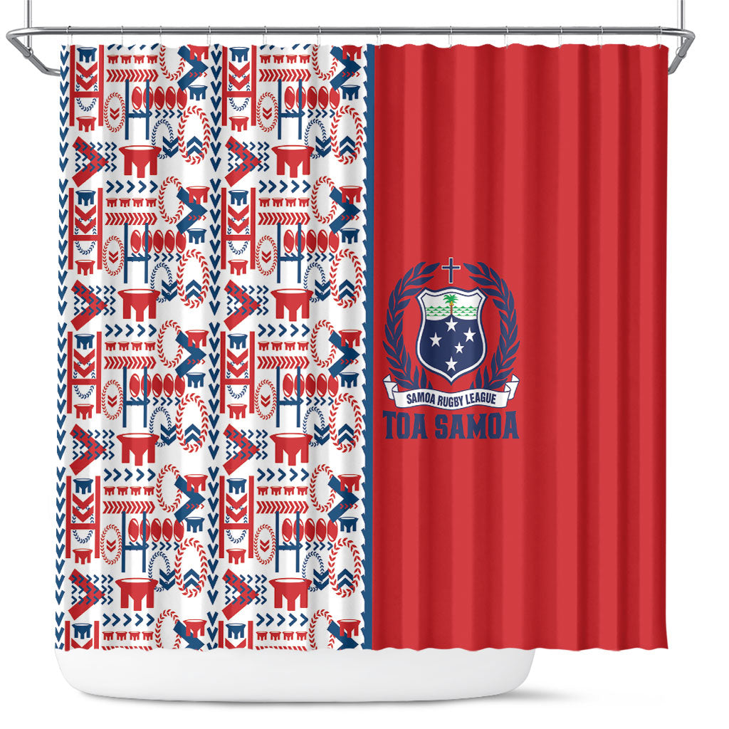 Samoan Warrior Island Heritage Shower Curtain Ocean Island Geometry Red Style LT9 Red - Polynesian Pride