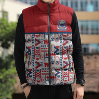 Samoan Warrior Island Heritage Sleeveless Puffer Jacket Ocean Island Geometry Red Style LT9 - Polynesian Pride