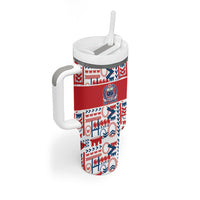 Samoan Warrior Island Heritage Tumbler With Handle Ocean Island Geometry Red Style LT9 - Polynesian Pride