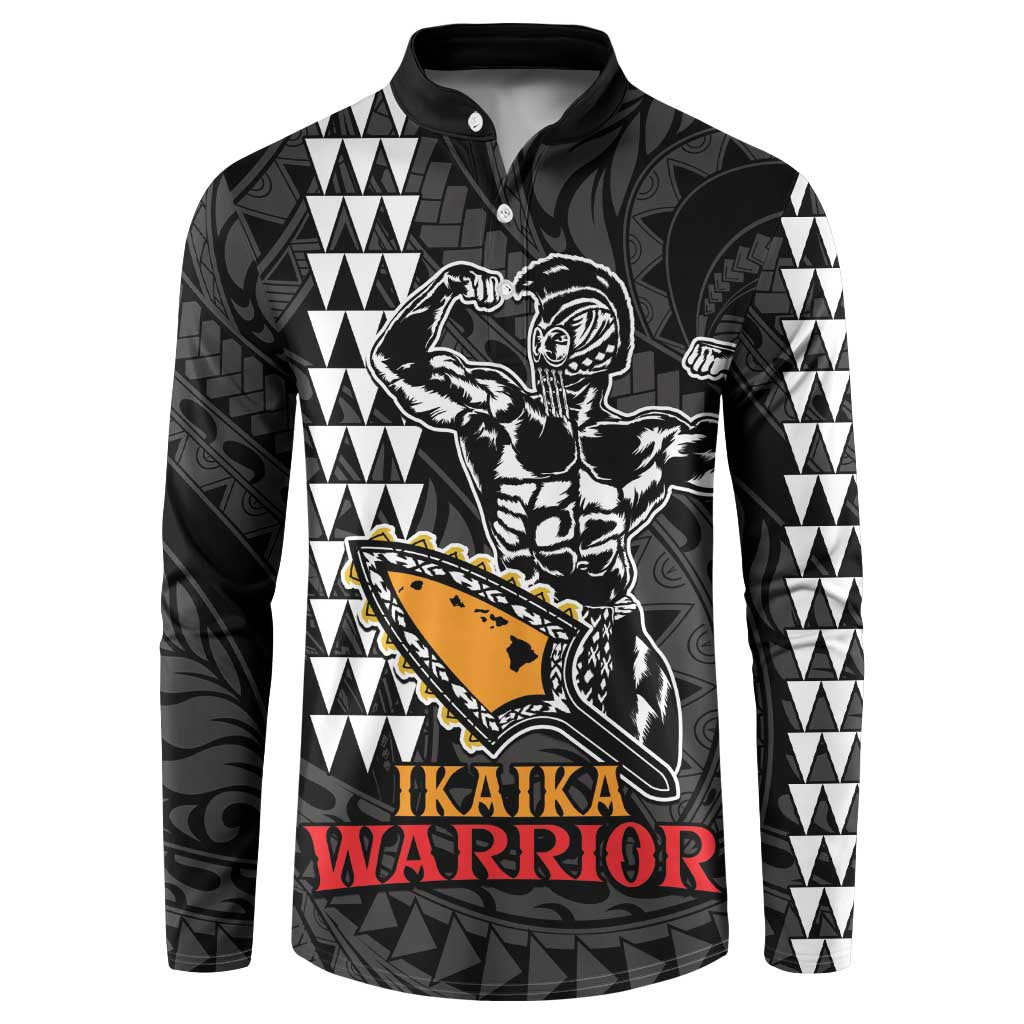 Aloha Spirit Ikaika Warrior Helmet Button Sweatshirt LT9 Black - Polynesian Pride