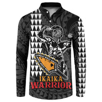 Aloha Spirit Ikaika Warrior Helmet Button Sweatshirt LT9 Black - Polynesian Pride