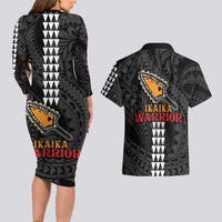 Aloha Spirit Ikaika Warrior Helmet Couples Matching Long Sleeve Bodycon Dress and Hawaiian Shirt LT9 - Polynesian Pride