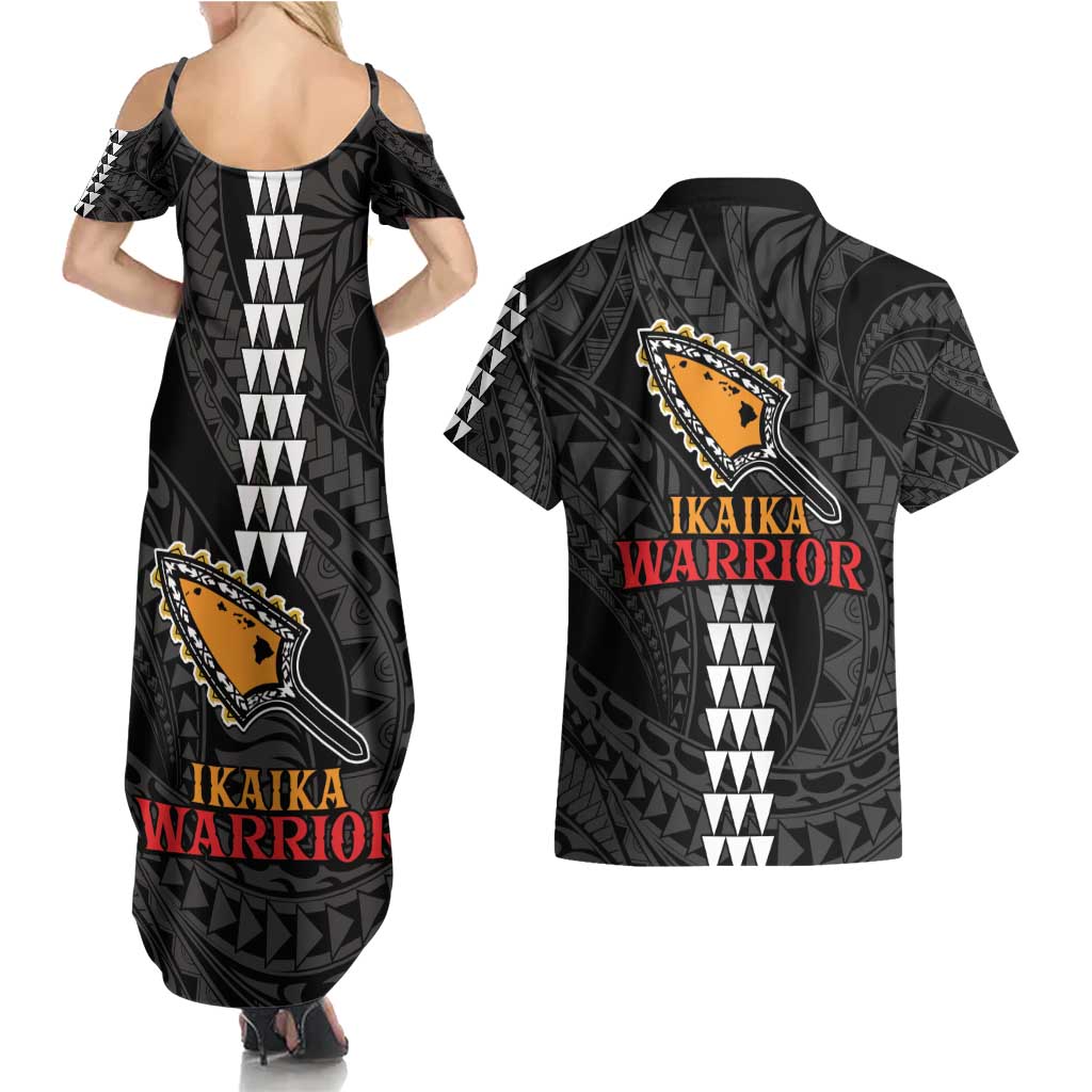 Aloha Spirit Ikaika Warrior Helmet Couples Matching Summer Maxi Dress and Hawaiian Shirt LT9 - Polynesian Pride