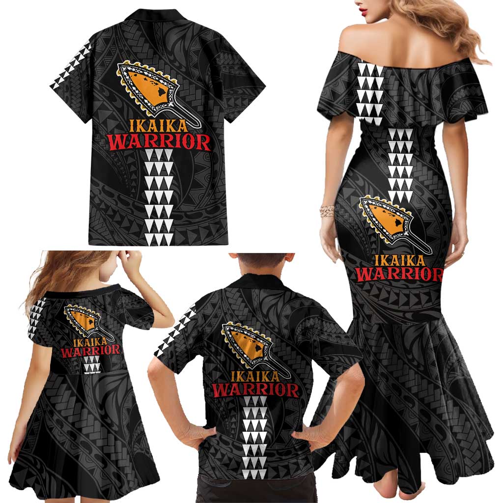 Aloha Spirit Ikaika Warrior Helmet Family Matching Mermaid Dress and Hawaiian Shirt