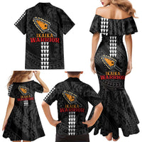 Aloha Spirit Ikaika Warrior Helmet Family Matching Mermaid Dress and Hawaiian Shirt