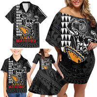 Aloha Spirit Ikaika Warrior Helmet Family Matching Off Shoulder Short Dress and Hawaiian Shirt