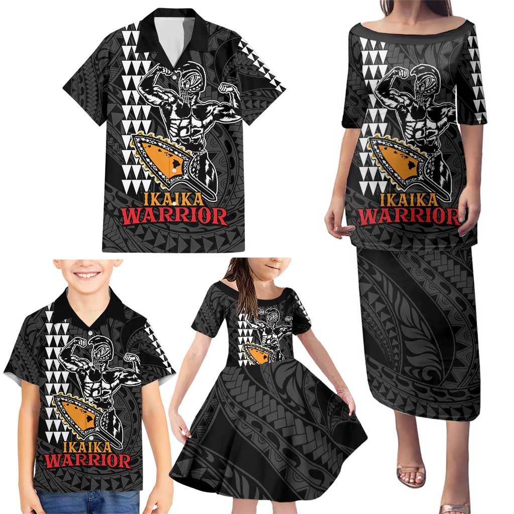 Aloha Spirit Ikaika Warrior Helmet Family Matching Puletasi and Hawaiian Shirt