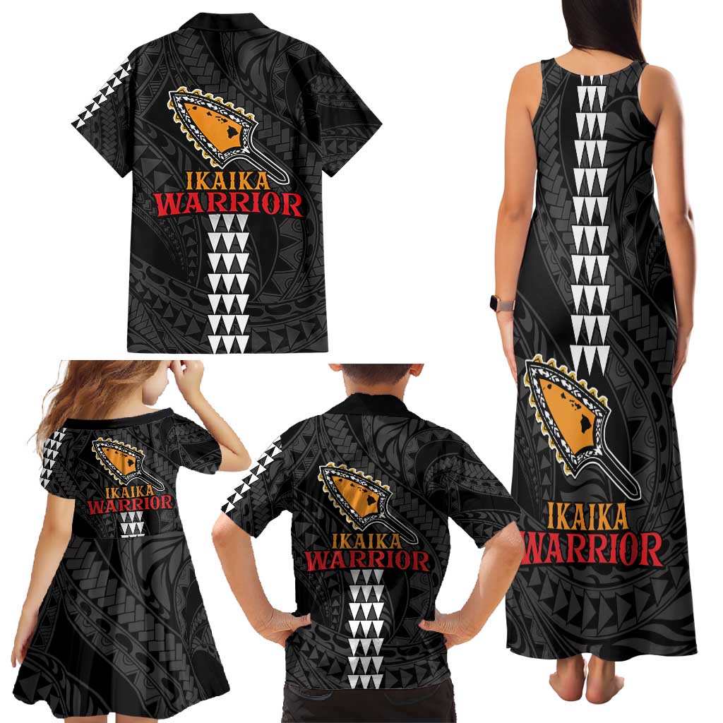 Aloha Spirit Ikaika Warrior Helmet Family Matching Tank Maxi Dress and Hawaiian Shirt