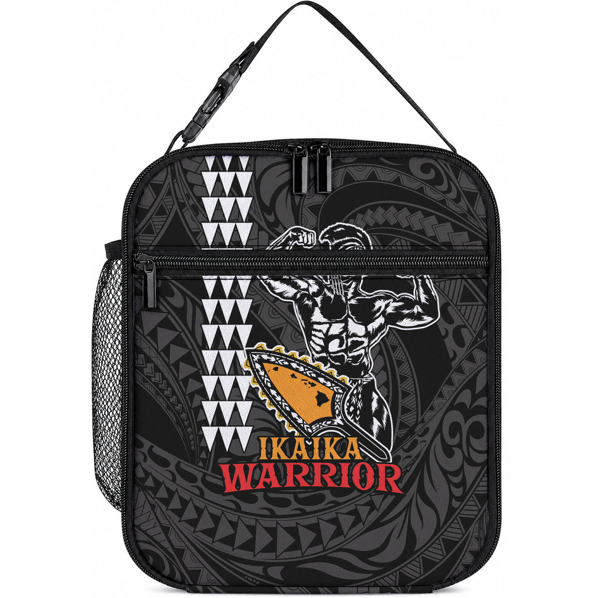 Aloha Spirit Ikaika Warrior Helmet Lunch Bag LT9 10.2 × 8.3 × 4.3 inch Black - Polynesian Pride