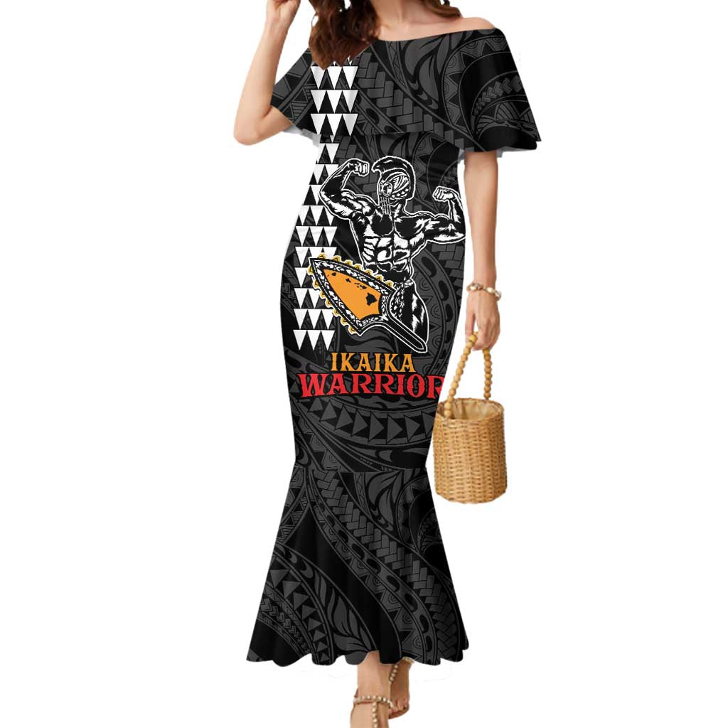 Aloha Spirit Ikaika Warrior Helmet Mermaid Dress LT9 Women Black - Polynesian Pride
