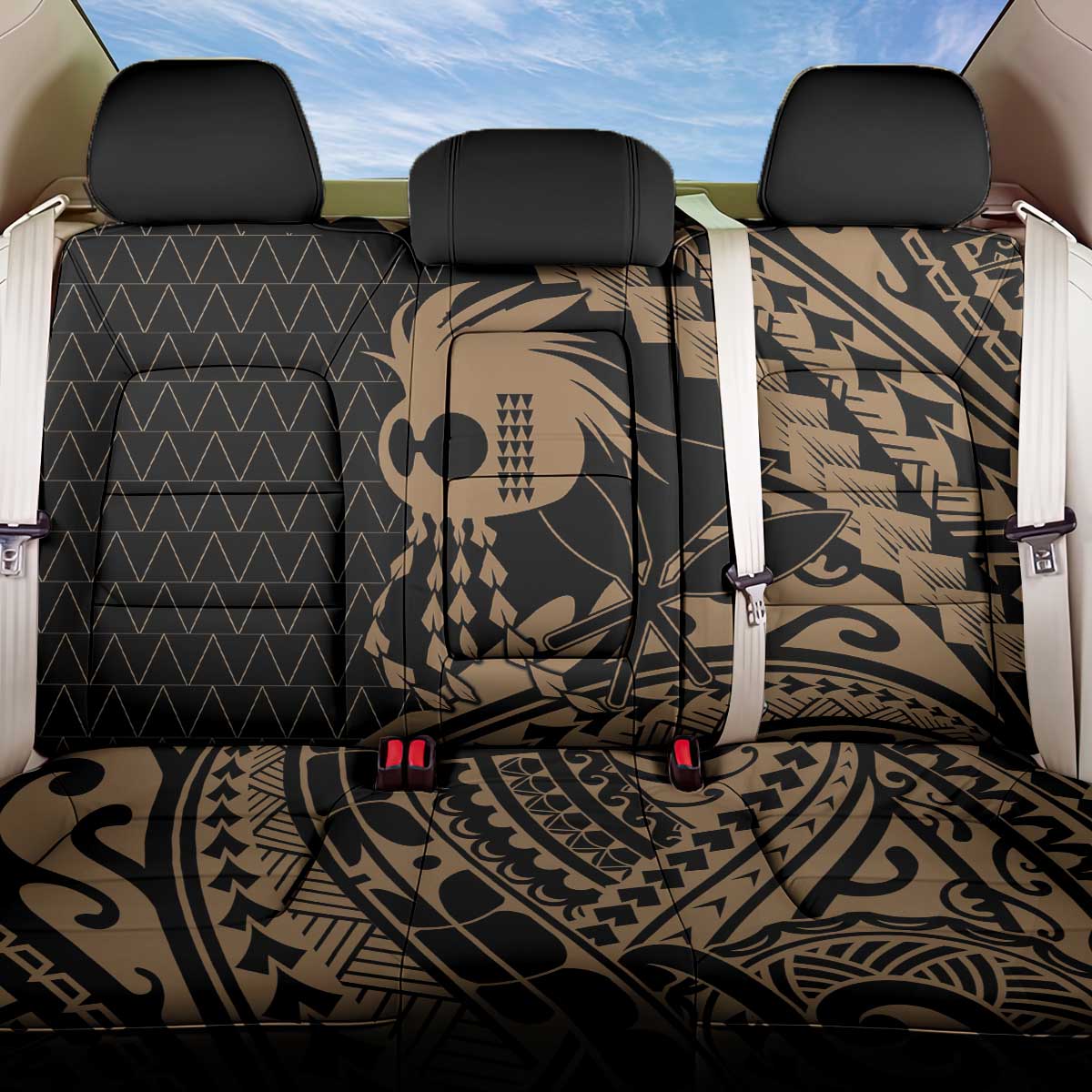 Ikaika Hawaiian Mythic Koa Tribal Warrior Back Car Seat Cover LT9 One Size Gold - Polynesian Pride