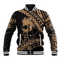 Ikaika Hawaiian Mythic Koa Tribal Warrior Baseball Jacket LT9 Unisex Gold - Polynesian Pride