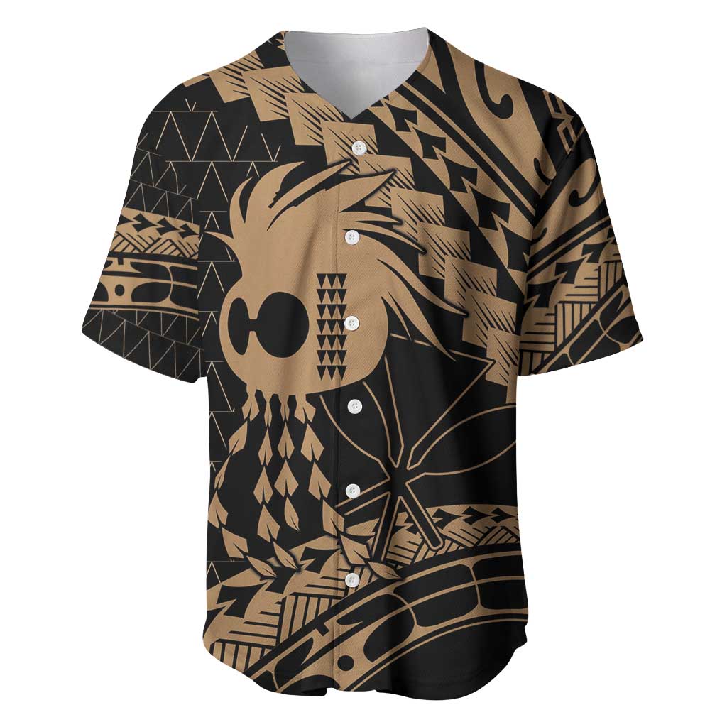 Ikaika Hawaiian Mythic Koa Tribal Warrior Baseball Jersey LT9 Gold - Polynesian Pride