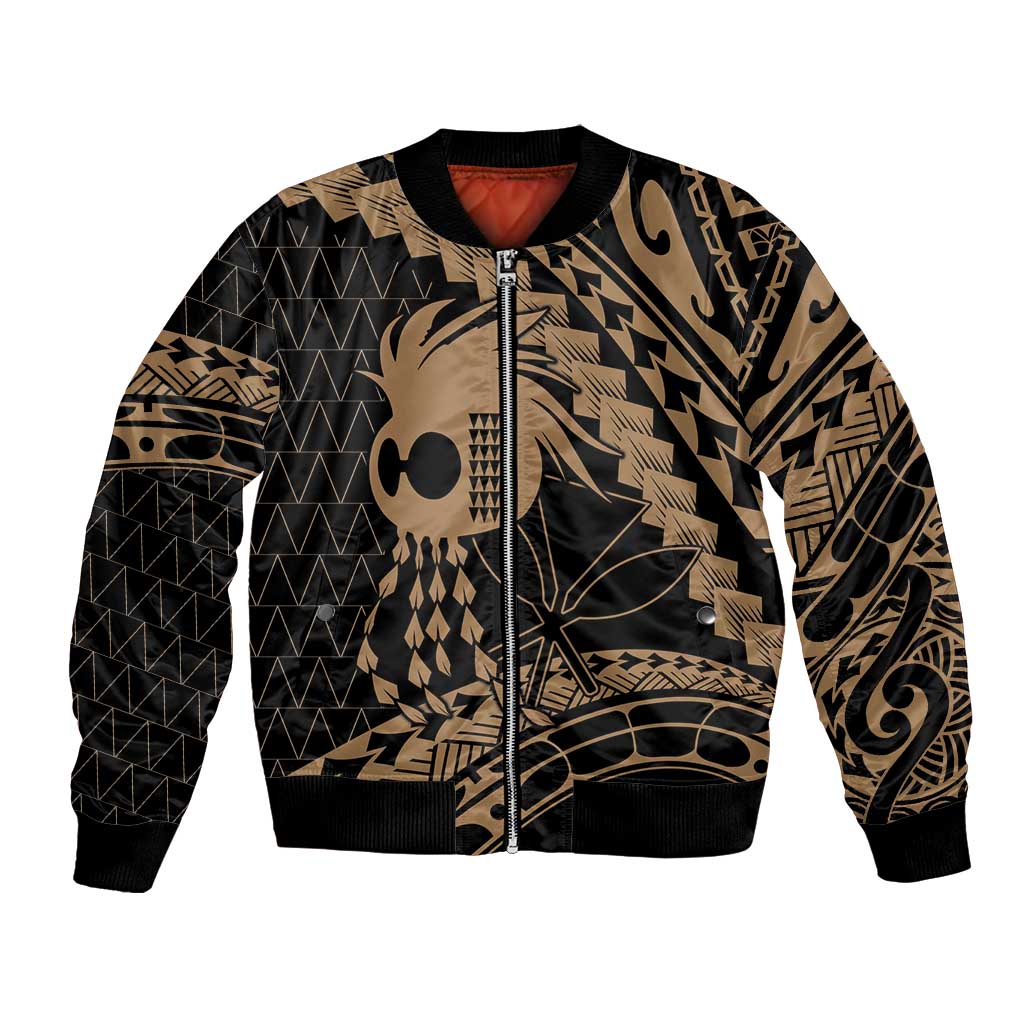 Ikaika Hawaiian Mythic Koa Tribal Warrior Bomber Jacket