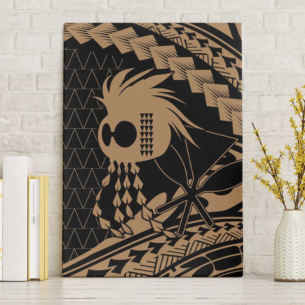 Ikaika Hawaiian Mythic Koa Tribal Warrior Canvas Wall Art LT9 Without Frame Gold - Polynesian Pride