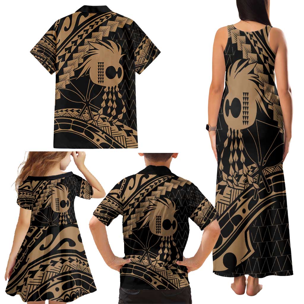 Ikaika Hawaiian Mythic Koa Tribal Warrior Family Matching Tank Maxi Dress and Hawaiian Shirt