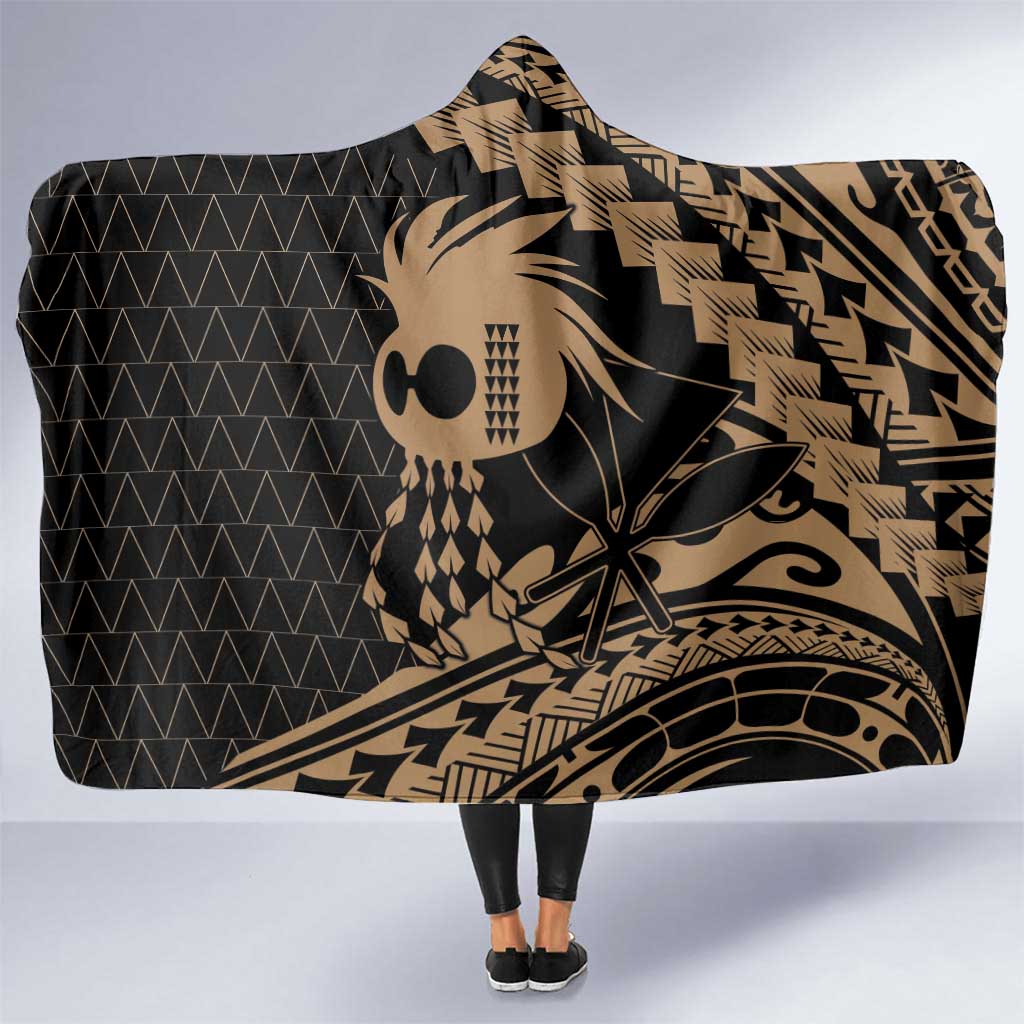Ikaika Hawaiian Mythic Koa Tribal Warrior Hooded Blanket LT9 One Size Gold - Polynesian Pride