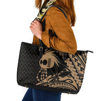 Ikaika Hawaiian Mythic Koa Tribal Warrior Leather Tote Bag LT9 Gold - Polynesian Pride
