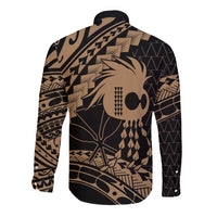Ikaika Hawaiian Mythic Koa Tribal Warrior Long Sleeve Button Shirt LT9 - Polynesian Pride