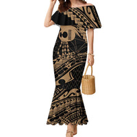 Ikaika Hawaiian Mythic Koa Tribal Warrior Mermaid Dress LT9 Women Gold - Polynesian Pride