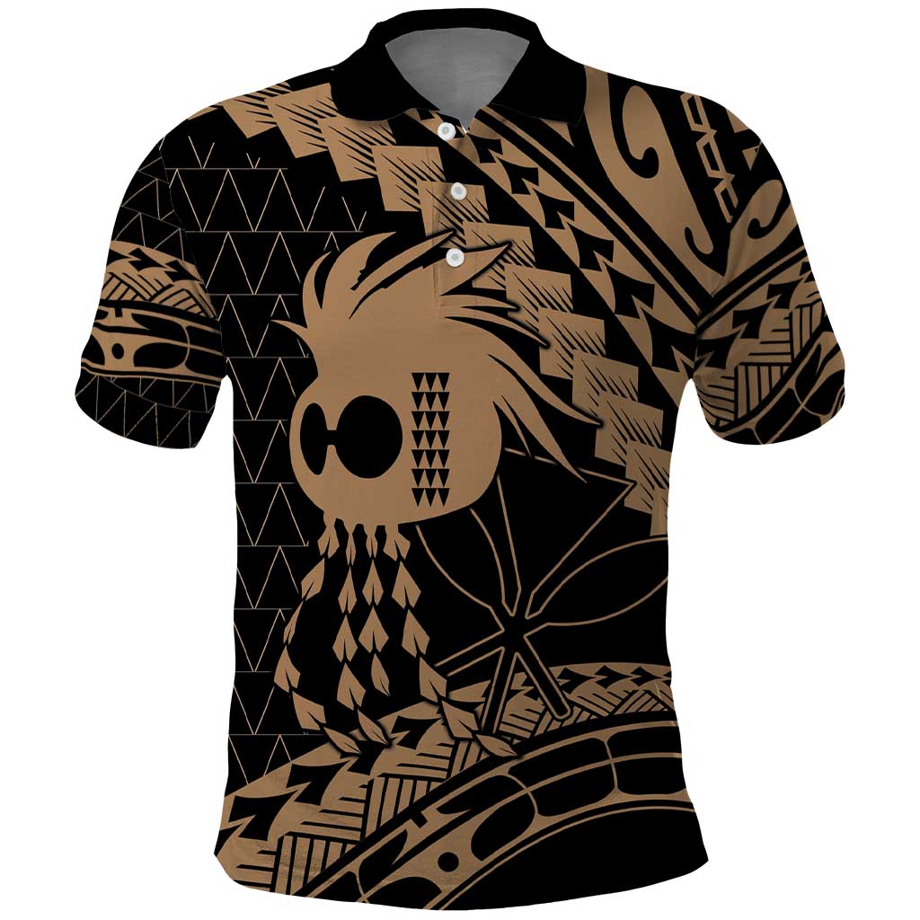 Ikaika Hawaiian Mythic Koa Tribal Warrior Polo Shirt