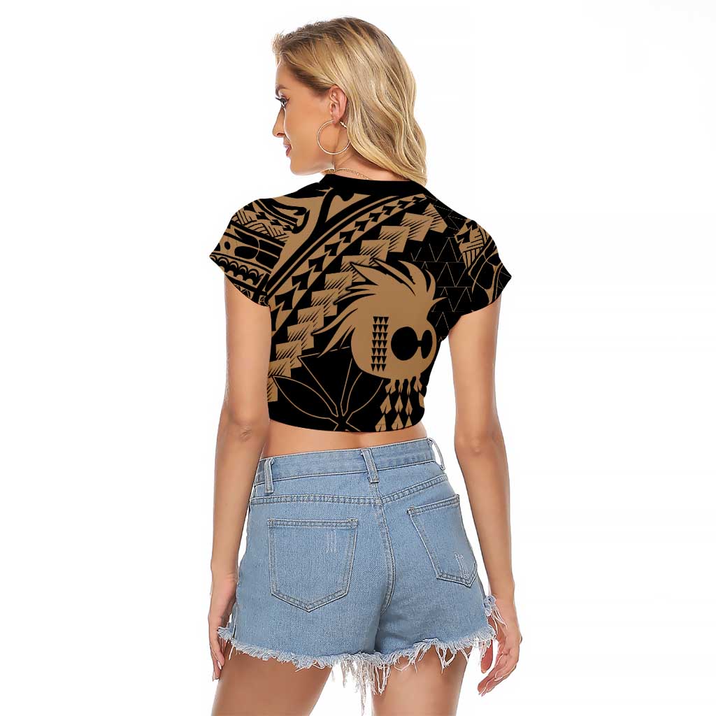 Ikaika Hawaiian Mythic Koa Tribal Warrior Raglan Cropped T Shirt LT9 - Polynesian Pride