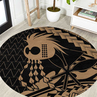 Ikaika Hawaiian Mythic Koa Tribal Warrior Round Carpet LT9 Gold - Polynesian Pride