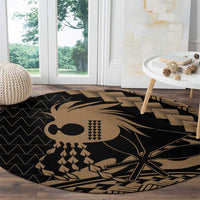 Ikaika Hawaiian Mythic Koa Tribal Warrior Round Carpet LT9 - Polynesian Pride