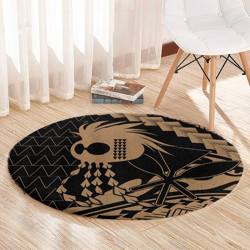 Ikaika Hawaiian Mythic Koa Tribal Warrior Round Carpet LT9 - Polynesian Pride