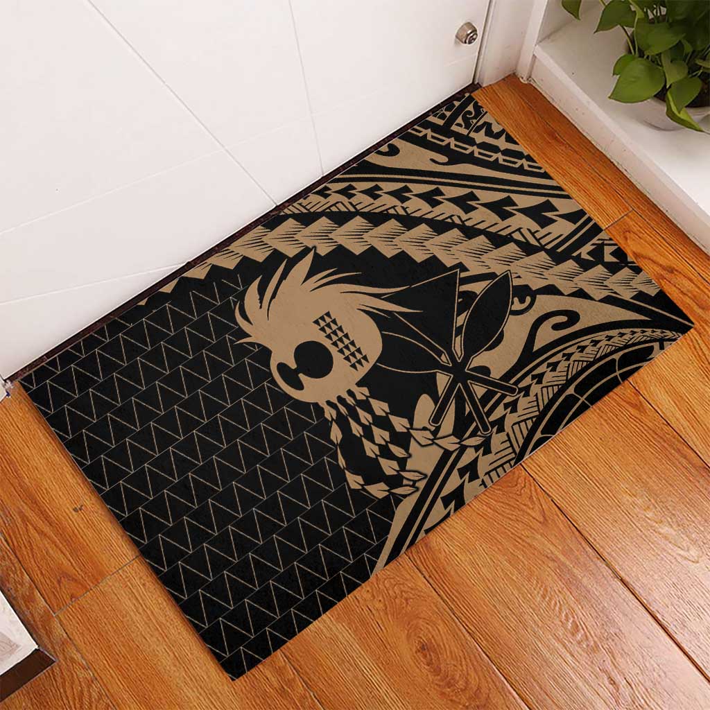 Ikaika Hawaiian Mythic Koa Tribal Warrior Rubber Doormat LT9 - Polynesian Pride