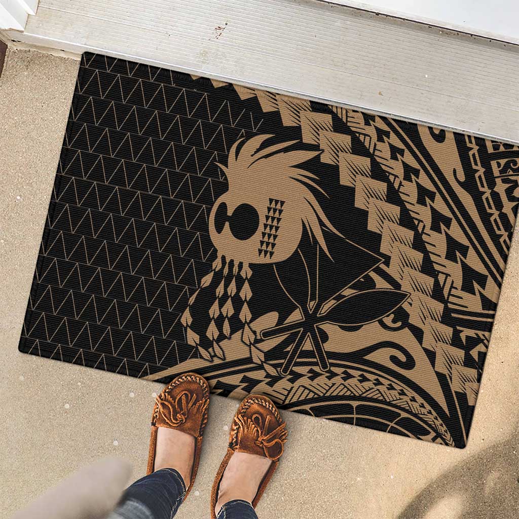Ikaika Hawaiian Mythic Koa Tribal Warrior Rubber Doormat LT9 - Polynesian Pride