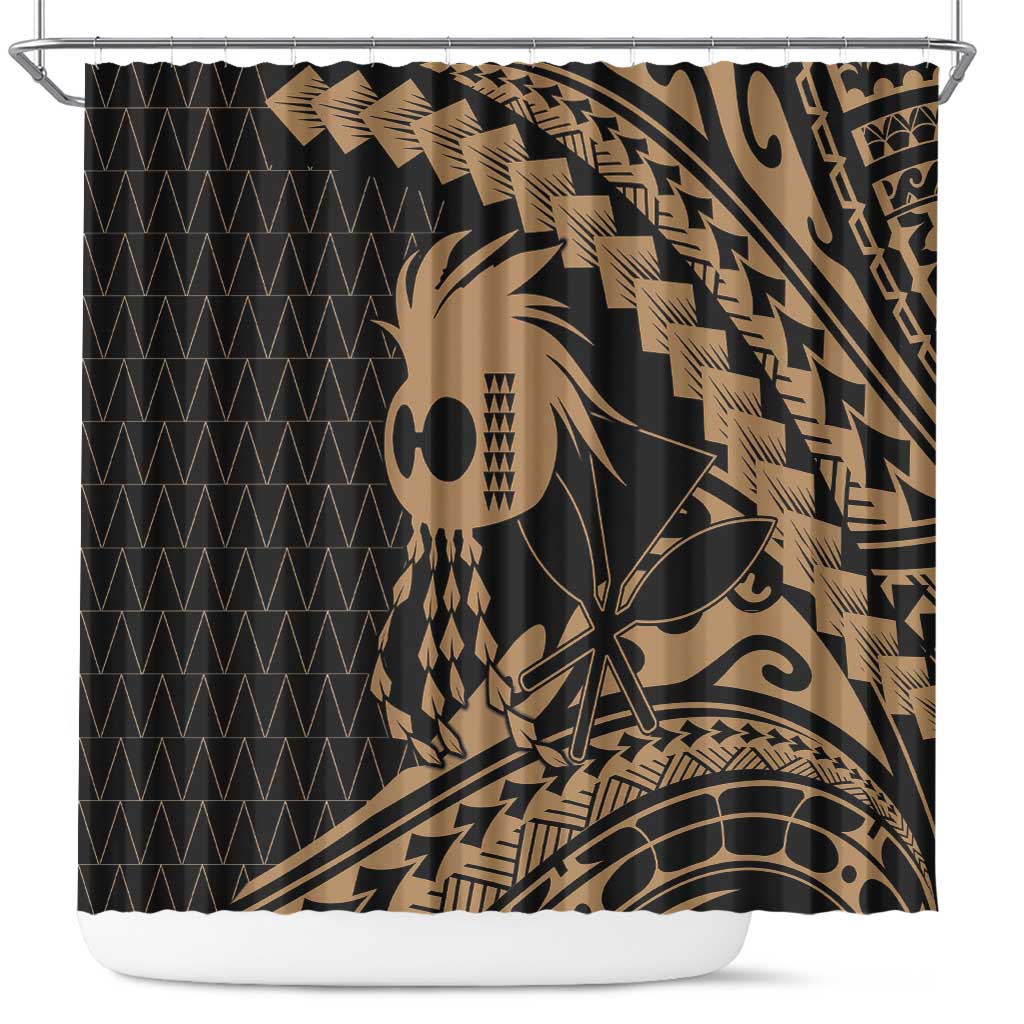 Ikaika Hawaiian Mythic Koa Tribal Warrior Shower Curtain