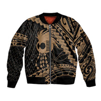 Ikaika Hawaiian Mythic Koa Tribal Warrior Sleeve Zip Bomber Jacket LT9 Unisex Gold - Polynesian Pride
