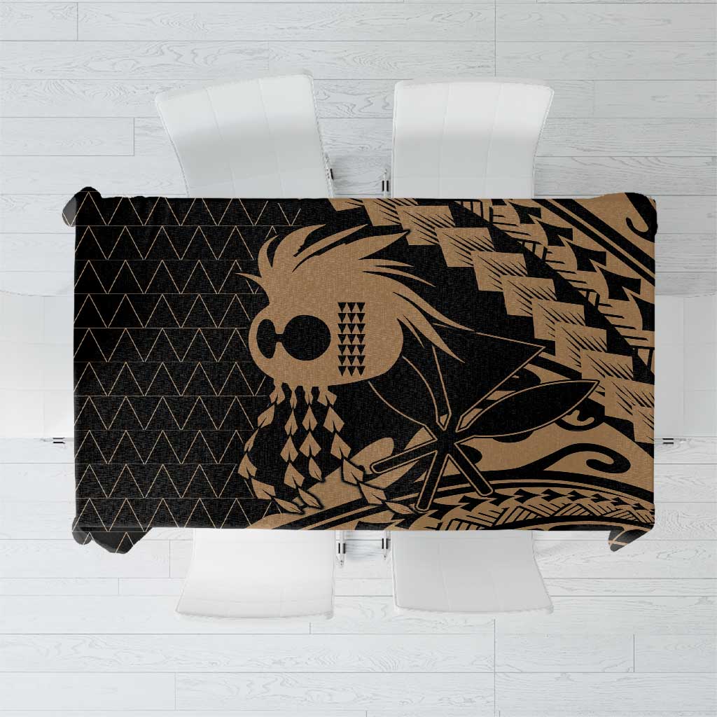 Ikaika Hawaiian Mythic Koa Tribal Warrior Tablecloth LT9 Gold - Polynesian Pride