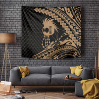 Ikaika Hawaiian Mythic Koa Tribal Warrior Tapestry LT9 Gold - Polynesian Pride